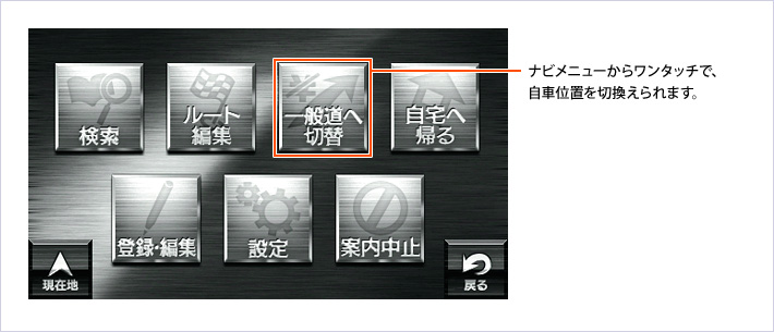 一般道／有料道路ワンタッチ切替え