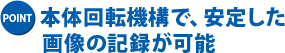 本体回転機構で、安定した画像の記録が可能