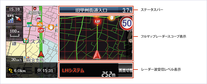 一般道走行中交差点拡大図表示