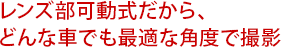レンズ部可動式だから、どんな車でも最適な角度で撮影