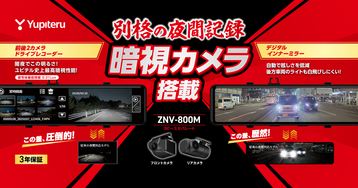 ZNV-800M｜デジタルインナーミラー+前後2カメラドライブレコーダー