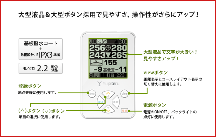 大型液晶＆大型ボタン採用で見やすさ、操作性がさらにアップ！