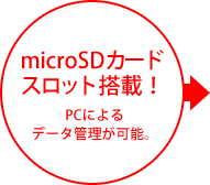 microSDカードスロット新搭載! PCによるデータ管理が可能になりました。
