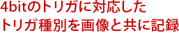 4bitのトリガに対応したトリガ種別を画像と共に記録