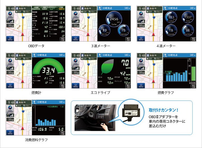 OBDII接続で車両情報表示！