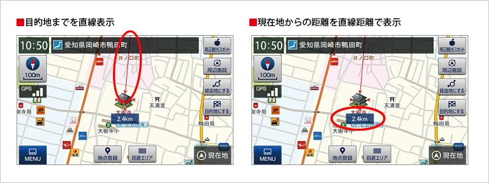 直線距離表示