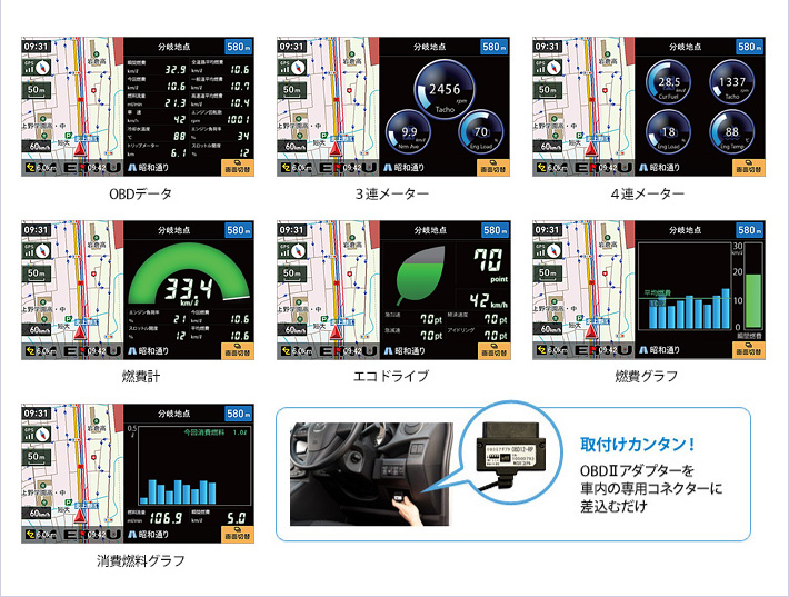 OBDII接続で車両情報表示！