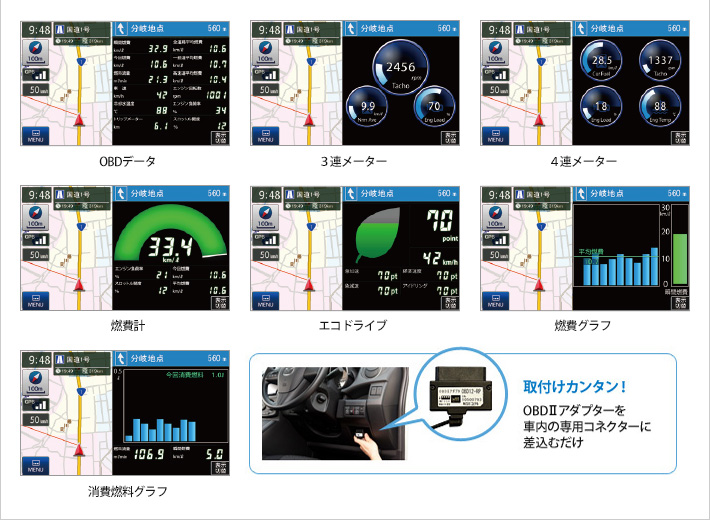 OBDII接続で車両情報表示！