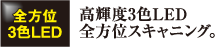 高輝度3色LED全方位スキャニング。