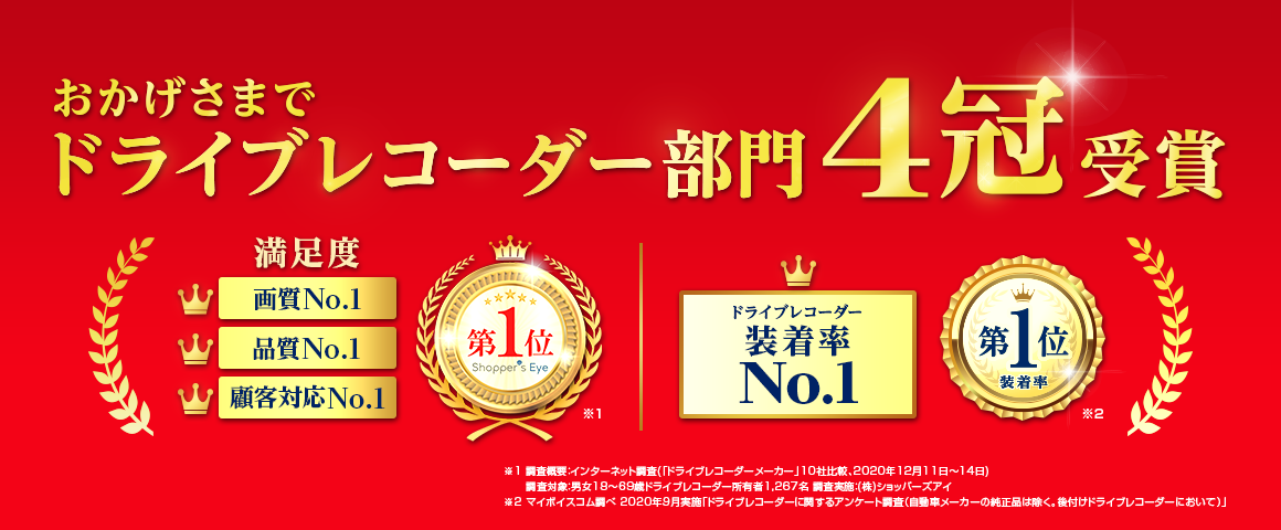 ユピテルのドライブレコーダーが4冠を獲得しました